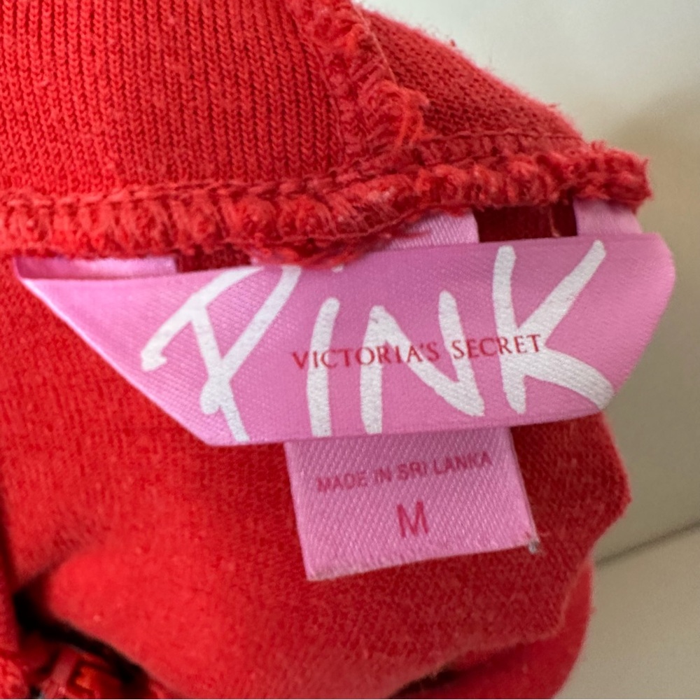 PINK Victoria's Secret Y2K Red Terrycloth Hooded Zip Up Robe / Coverup Size Med - Picture 6 of 10